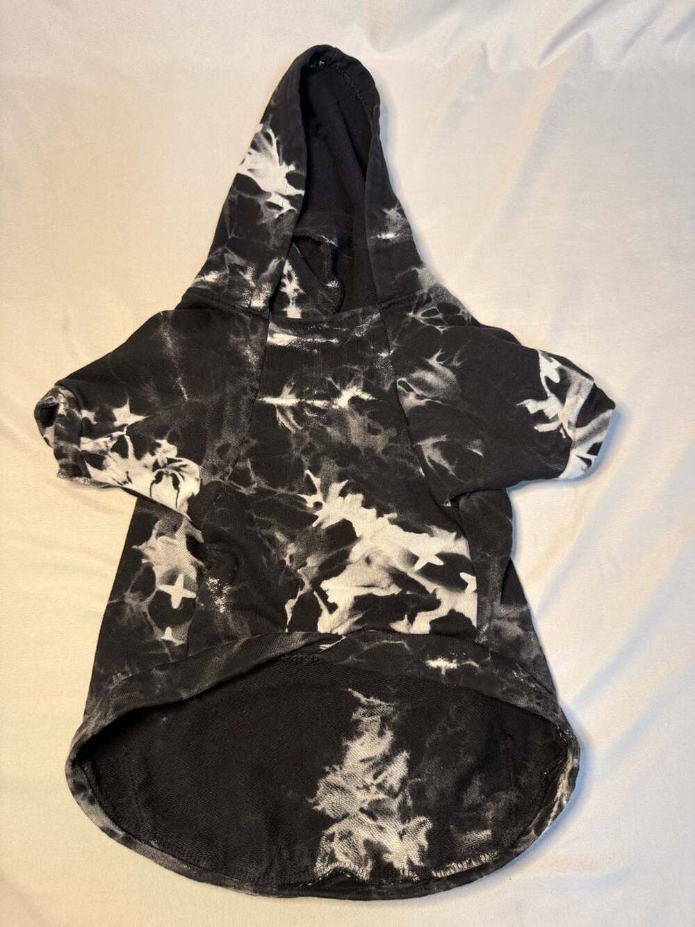 Fitwarm Dog Black and White Tie Dye Hoodie Sweatshirt, XL